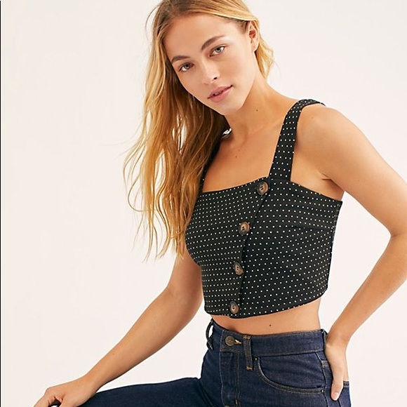 🚨SOLD🚨 NWOT Free People Button Crop Top/Brami - Picture 1 of 6